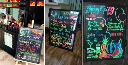 Bảng menu led dạ quang trà sữa