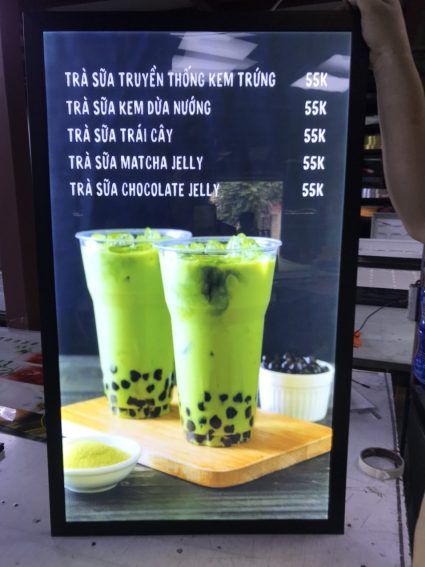 hộp đèn trà sữa