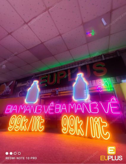 Đèn neon quán bia mang về