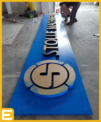 Bảng hiệu mặt dựng Alu xanh