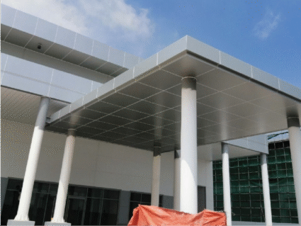 Thi công mái sảnh Alu đẹp