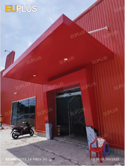 Thi công mái đón Go Củ Chi